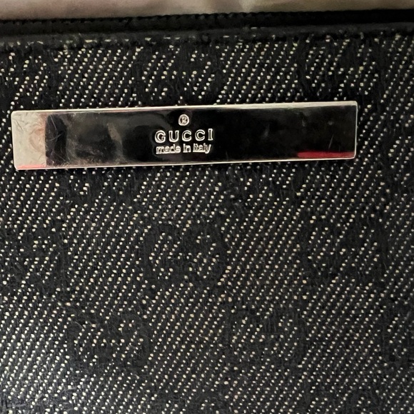 Authentic GUCCI Gucci Black GG Denim Canvas Round Zippy Long Wallet - Picture 10 of 11